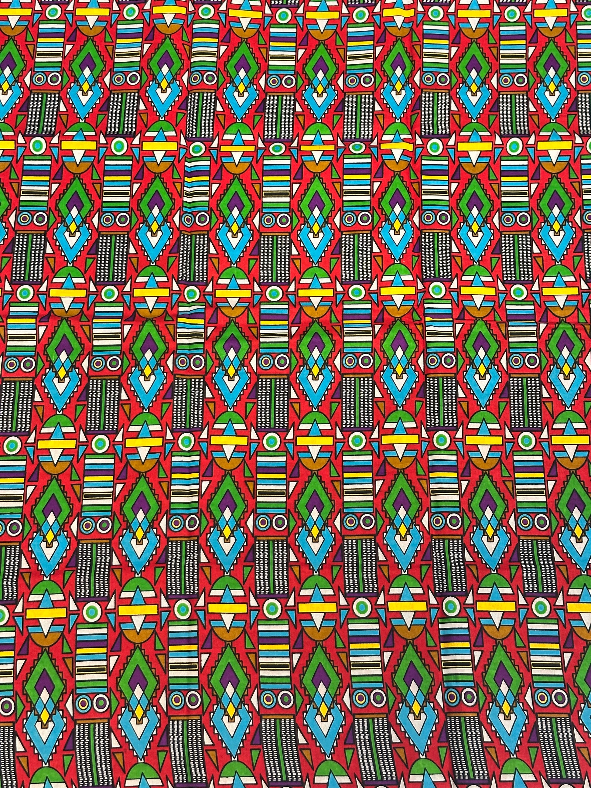 Motivos rojos, verdes y azul