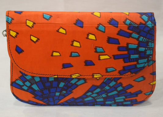 bolso tela wax naranja y cuero verde rafet3